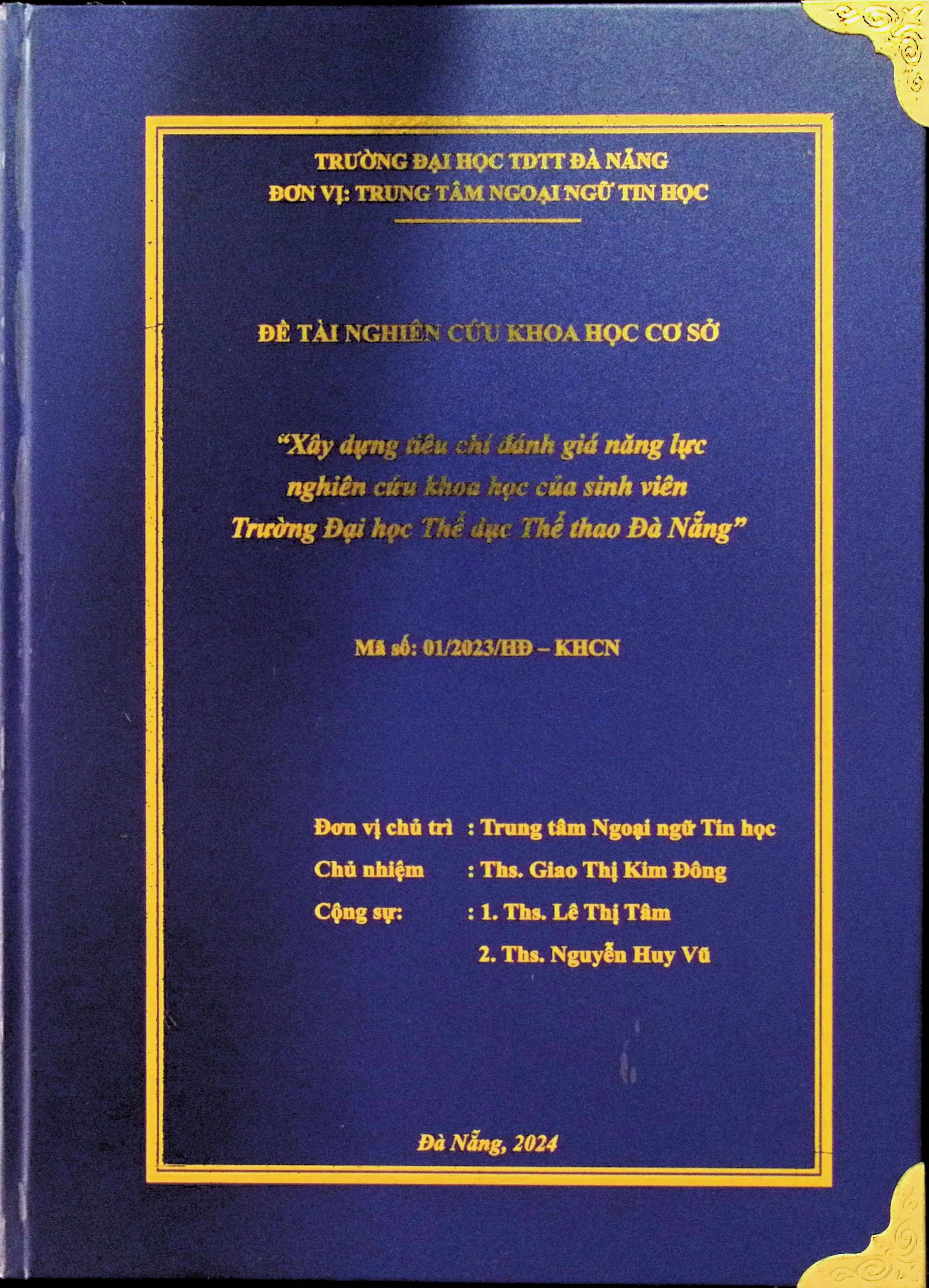 Xây dựng tiêu chí đánh giá năng lực nghiên cứu khoa học của sinh viên Trường Đại học Thể dục Thể thao Đà Nẵng