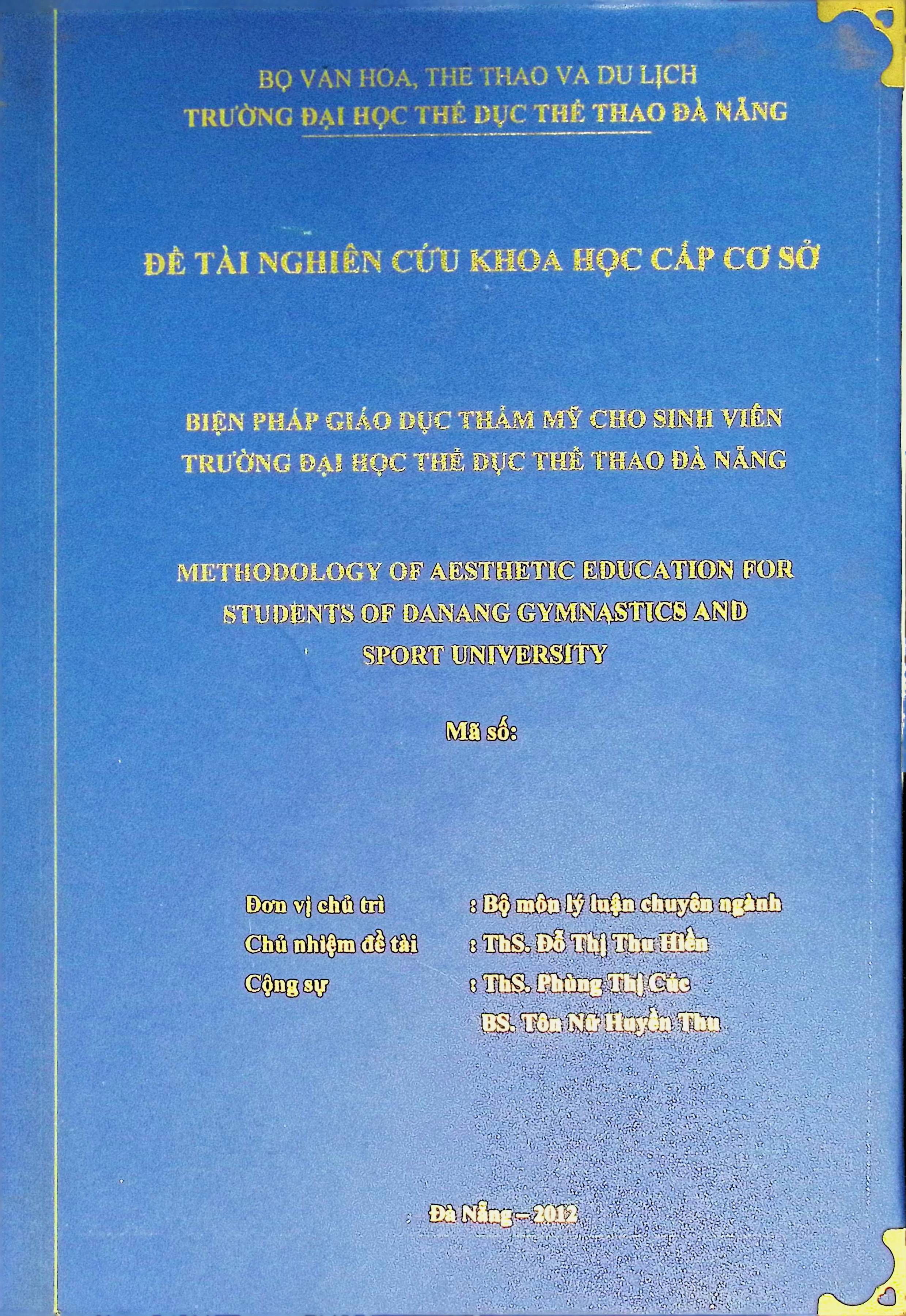 Biện pháp giáo dục thẩm mỹ cho sinh viên trường đại học Thể dục Thể thao Đà nẵng