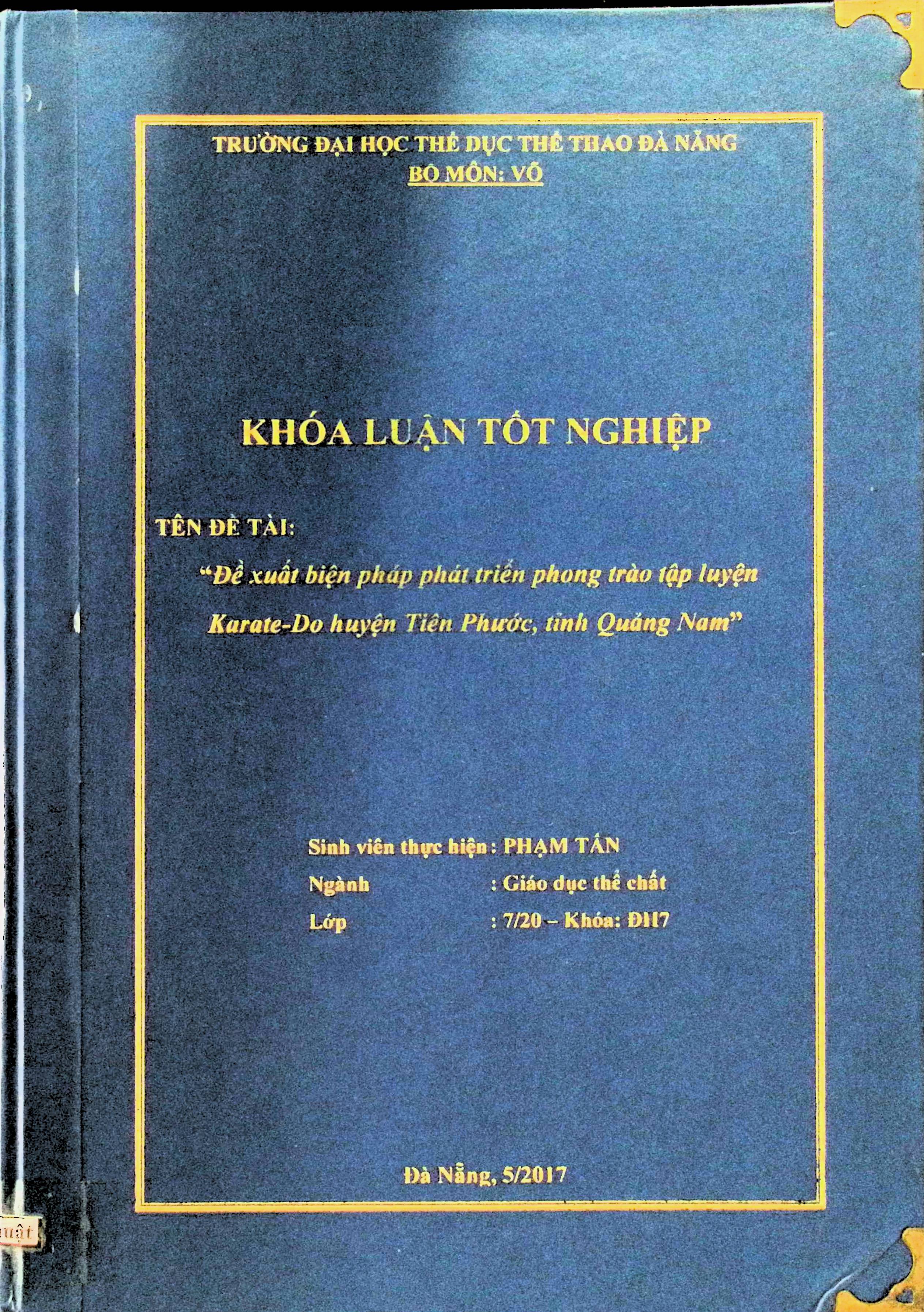 Đề xuất biện pháp phát triển phong trào tập luyện Karate-Do huyện Tiên Phước, tỉnh Quảng Nam