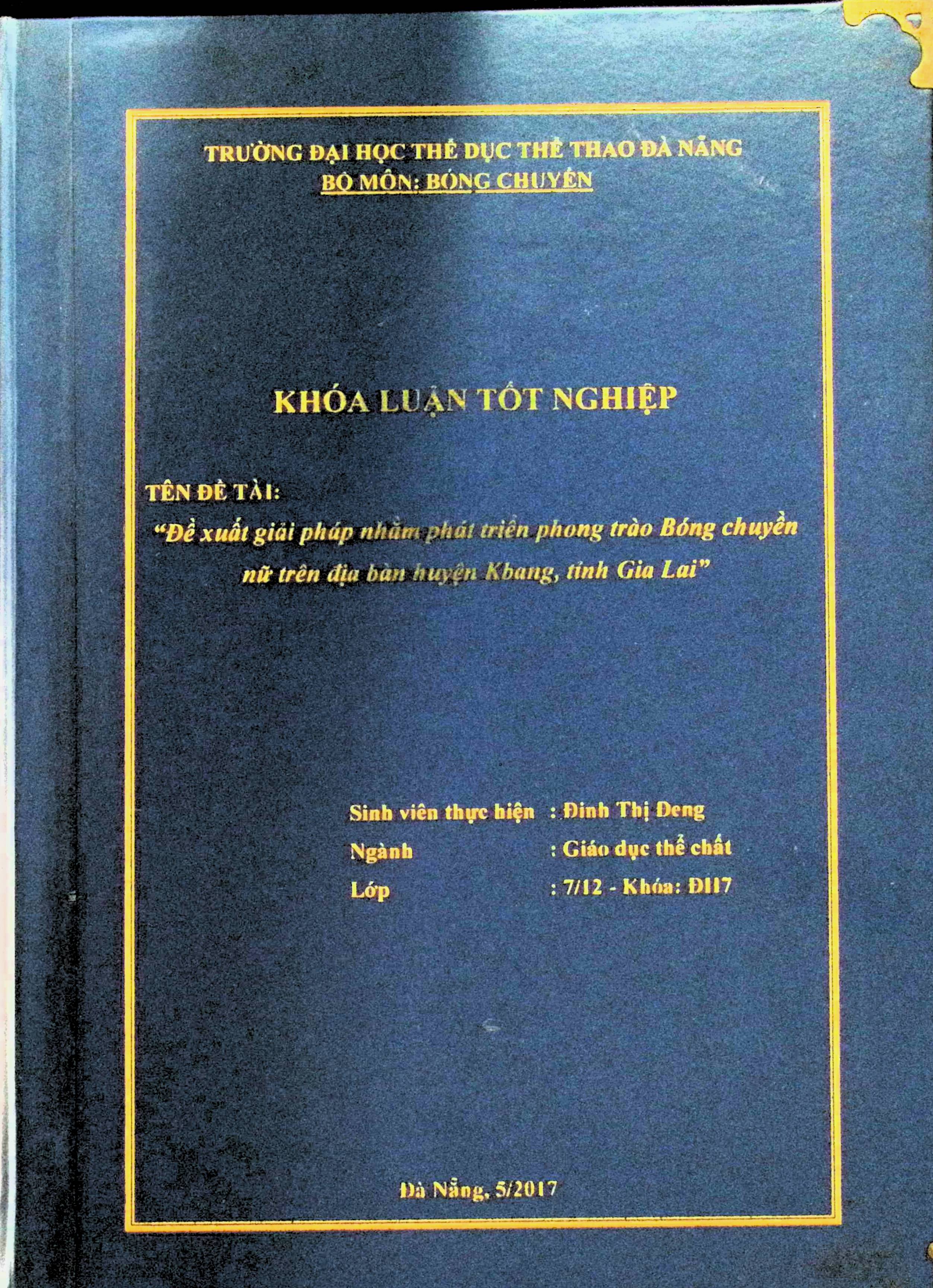 Đề xuất giải pháp nhằm phát triển phong trào Bóng chuyền nữ trên địa bàn huyện Kbang, tỉnh Gia Lại