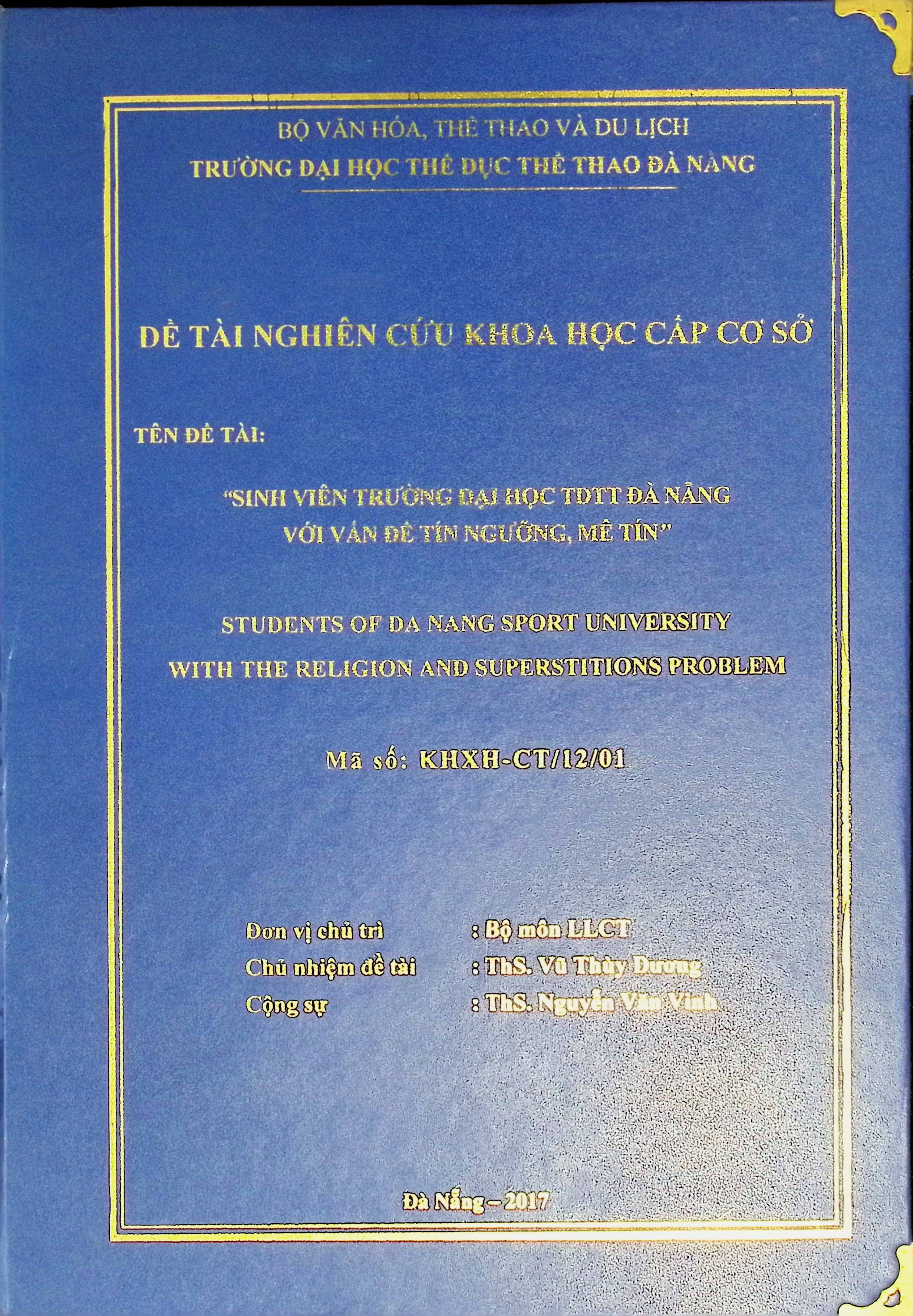 Sinh viên trường đại học Thể dục Thể thao Đà Nẵng với vấn đề Tín ngưỡng, Mê tín