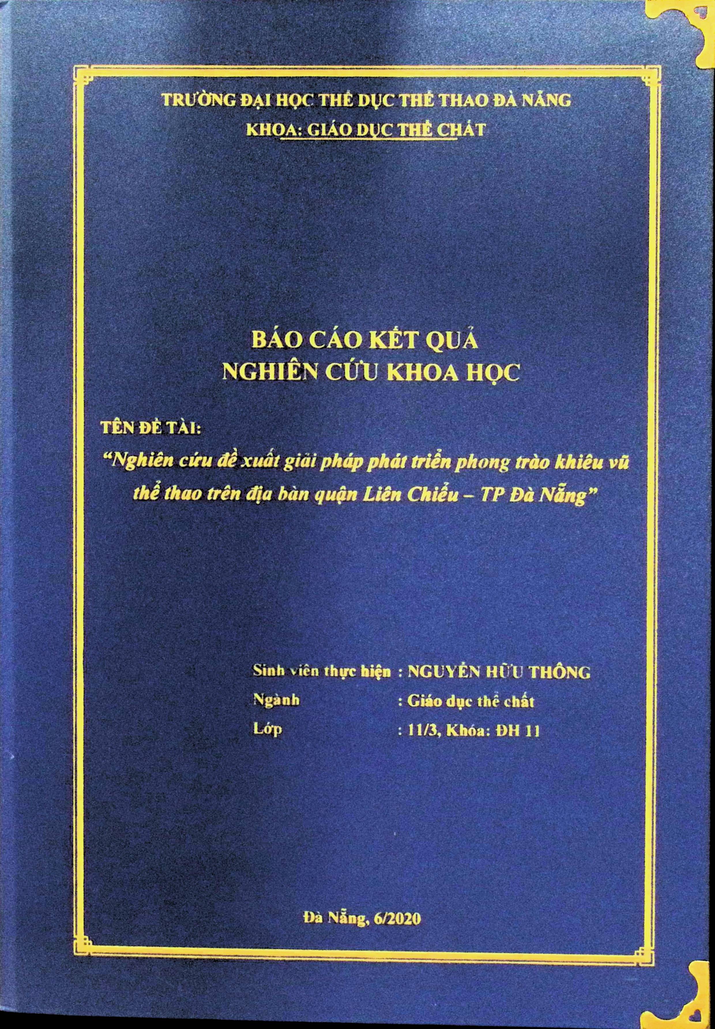 Nghiên đề xuất giải pháp phát triển phong trào khiêu vũ thể thao trên địa bàn quận Liên Chiểu - thành phố Đà Nẵng